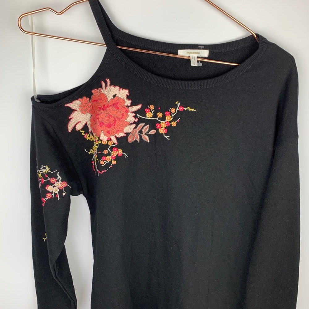 Cold Shoulder Embroidered Sweatshirt Dress View 2